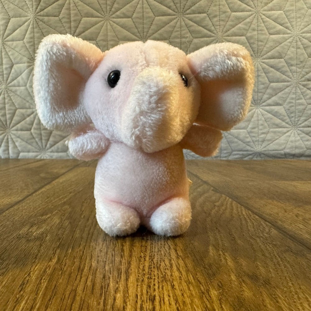 Jerry Elsner Plush Elephant Small Pink Vintage Large Ear 1986 Stuffed Toy Animal